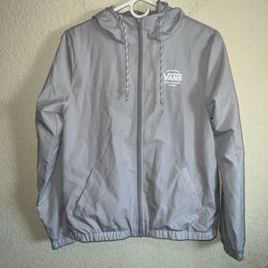 Vans Windbreaker Jacket Women Hooded Mesh Lined Full Zip Purple Logo S Skater